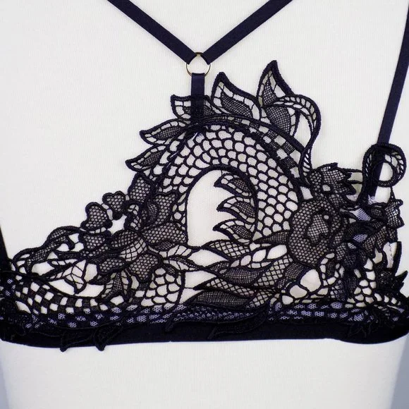 nwt Victoria's Secret bralette bra lingerie lace dragon embroidery design - Picture 4 of 12
